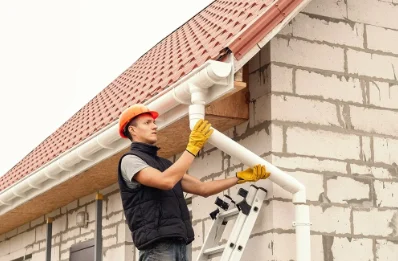 Pose et remplacement de gouttières à la Maison-Dieu